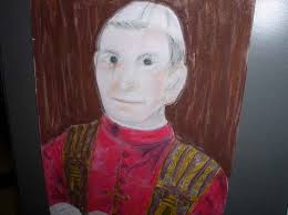 Portret patrona szkoły - Papieża Jana Pawła II w wykonaniu uczniów.