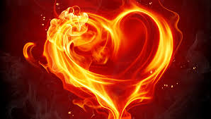 a graphic of a heart shape made of flame