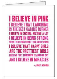 I Believe In Pink Notecards | Audrey Hepburn Quote | BigSisLilSis via Relatably.com