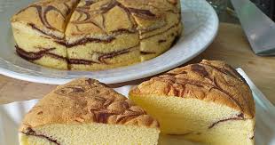 Marble Butter Sponge Cake - KitchenTigress