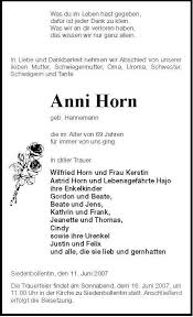 Anni Horn-geb. Hannemann-die i | Nordkurier Anzeigen - 005707045101