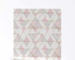 Image of Geometric patterns in pink and gray nursery wallpaper
