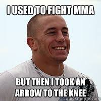 I used to fight MMA but then i took an arrow to the knee - GSP ... via Relatably.com