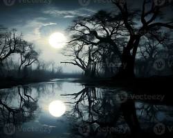 Image of full moon illuminating a landscape
