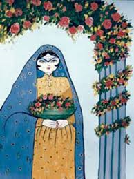 Image result for ‫نقاشی زن ایرانی روی کاشی‬‎