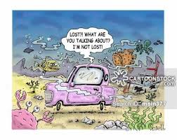 Image result for cartoon pics of driving, "lost".