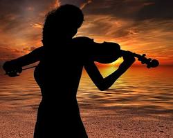 Image of Silhouette of a violinist wallpaper