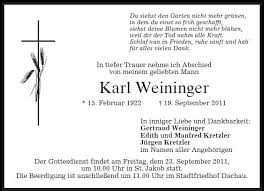 Traueranzeige Herr Karl Weininger