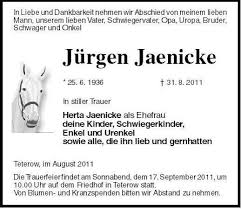 Jürgen Jaenicke-- 25. 6. 1936 | Nordkurier Anzeigen