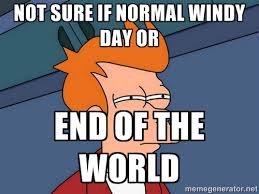 not sure if normal windy day or End of the world - Futurama Fry ... via Relatably.com