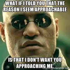 What if I told you that the reason I seem approachable Is that I ... via Relatably.com