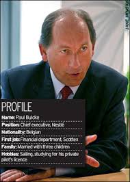 NestlÃ© chief Paul Bulcke. Expecting to fly: Paul Bulcke has the &#39;luxury problem&#39; of Â£20bn to spend. 12:01AM BST 12 May 2008 - money-graphics-2008_870196a