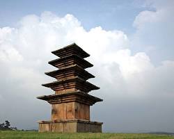 익산 왕궁리 유적 오층석탑 야경, AI로 생성