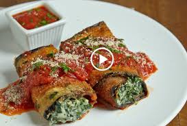 Eggplant Roll Ups With Cream Cheese and Spinach - Jamie Geller