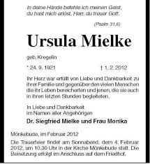 Ursula Mielke-geb. Kregelin-- | Nordkurier Anzeigen