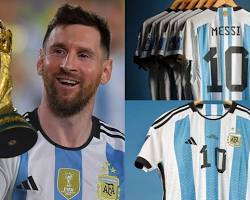 Image of Lionel Messi wearing a matchworn shirt