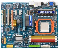 Gigabyte motherboard image showing RAM slots