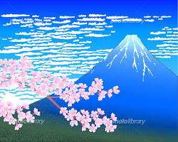 富士山と桜のイラストのイメージ