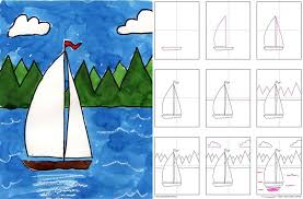 Image result for a sail boat kids drawing