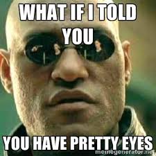 WHAT IF I TOLD YOU YOU HAVE PRETTY EYES - What If I Told You Meme ... via Relatably.com