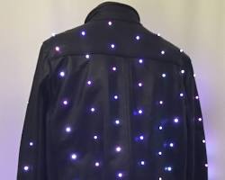Image of faux leather jacket with LED lights