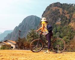 Biking in Vang Vieng Rice Paddies, Laos