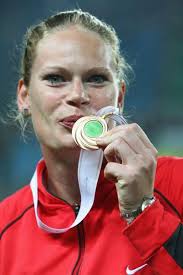 Nadine Kleinert of Germany celebrates her bronze medal in the Shot Put final (Bongarts/ - b4180a1d-2204-4dc2-accc-d9ecaf24ca87