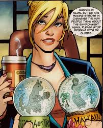 Apparently, Power Girl enjoys collecting snow globes and maintains quite an impressive collection in her alter ego Karen Starr&#39;s office. - powergirl01-snowglobes001