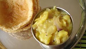 Image result for images of poori, potato curry