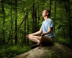 person meditating in nature