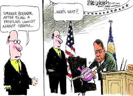Boehners Frivolous Lawsuit by Political Cartoonist Mike Luckovich via Relatably.com