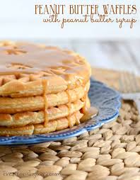 Peanut Butter Waffles with Peanut Butter Syrup - Creations by Kara