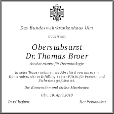 NR Dr. Thomas Broer Ulm - Todesanzeigen - Südwest Presse Online