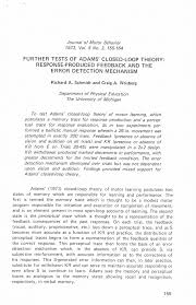 (PDF) Further Tests of Adams' Closed-Loop Theory