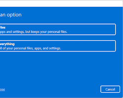 Obraz: Usuń wszystko w menu Resetuj ten komputer Windows 11