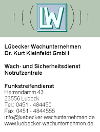 Lübecker Wachunternehmen Dr. Kurt Kleinfeldt GmbH in Lübeck ... - 377
